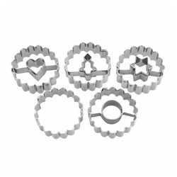 STÄDTER Ausstechform Linzer Spitzbub Set 5-tlg., Edelstahl silberfarben
