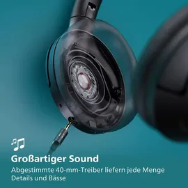 Philips TAH8507BK Over-Ear Wireless Kopfhörer Schwarz ANC Bluetooth 5.0 40h Akku - Schwarz