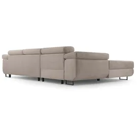 ax living Cord Couch L Form – Arborio 280cm L Ecksofa in Beige mit Schlaffunktion