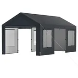 Costway Zeltgarage Carport 5,95 x 3,00 m grau mit 8 Seitenwänden