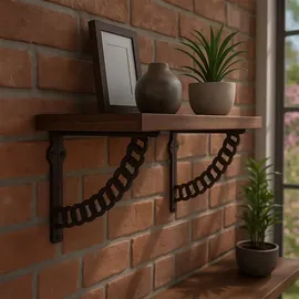 Relaxdays Regalträger, 2er Set, Gusseisen, Ketten-Motiv, antikes Design, Winkel für Regalbretter, Regalhalter, braun