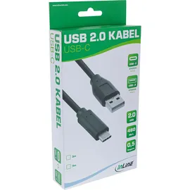 InLine USB 2.0 Kabel, USB-C Stecker an A Stecker, schwarz, 5m