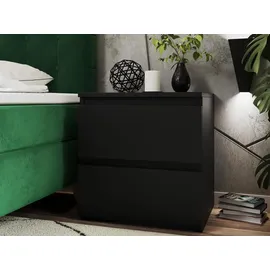Mirjan24 Nachttisch Schwarz, Holzwerkstoff, 2 Schubladen, 40x40x30 cm, Schlafzimmer, Nachttische