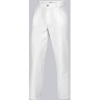 BP 1643-686-21-Mn Unisex-Hose, Jeans-Stil mit verstellbarem Gummizug hinten, 230,00 g/m2 Stoffmischung mit Stretch, weiß, Mn