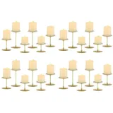 LuxusKollektion Kerzenständer Kerzenständer Metall Stumpenkerzen Adventskranz 24er Set Gold