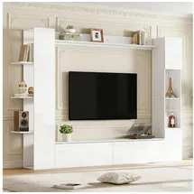 stilvora Wohnwand aus MDF in Weiß, 245 x 30 x 170 cm, Hochglanz, viel Stauraum