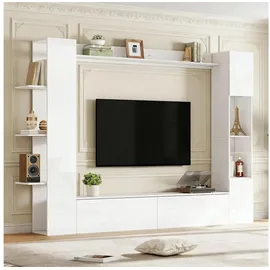 stilvora Wohnwand aus MDF in Weiß, 245 x 30 x 170 cm, Hochglanz, viel Stauraum