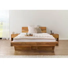 MASSIVMOEBEL24.DE Balkenmöbel 160 x 200 cm Beige