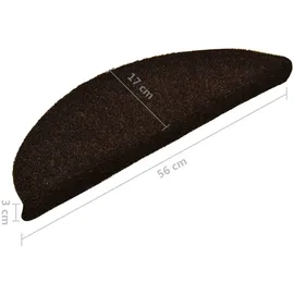 vidaXL Stufenmatten Selbstklebend 15 Stk. 56x17x3 cm Dunkelbraun Halbrund