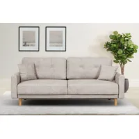 Home Affaire 3-Sitzer HOME AFFAIRE Triplo wahlweise mit Bettfunktion und Bettkasten" Sofas Gr. B/H/T: 215 cm x 89 cm x 100 cm, Samtoptik, ohne Bettfunktion-ohne Bettkasten, beige (creme) 3-Sitzer Sofas