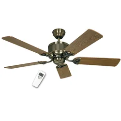 Energiespar Deckenventilator ECO ELEMENTS 132 - Messing Antik / Buche und Eiche antik