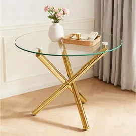 modfu Couchtisch, Gold, Glas, 80x77x80 cm, Wohnzimmer, Wohnzimmertische, Couchtische