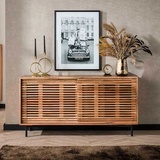 Modernes Sideboard aus Akazie Massivholz Vierfußgestell aus Metall