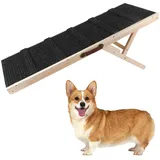 BommJokker Hunderampe Länge 95cm Einstellbar 30-55cm Höhe des 7 Gangs Hundetreppe für Bett oder Sofa aus Holz Katzen Rampe Hundeleiter Auffahrrampe für Haustiere mit Anti-rutsch max80kg Sicher (S)