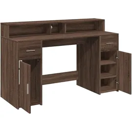 vidaXL LED-Schreibtisch Braun Eiche-Optik 140x55x91 Holzwerkstoff