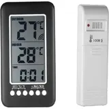 2-in-1 Funk-thermometer Mit Uhr Für Drinnen Und Draußen, Lcd-display, Digitale Temperaturanzeige (°C/°F) Mit Sender