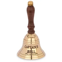 Nklaus 13cm Tischglocke Messing Gold graviert Captain's Bell Handglocke Serviceglocke 14627