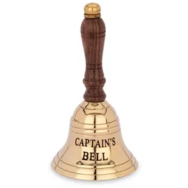 Nklaus 13cm Tischglocke Messing Gold graviert Captain's Bell Handglocke Serviceglocke 14627
