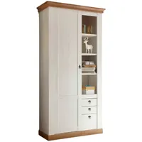 furn.design Stauraumschrank weiß Pinie, Eiche Wotan, Landhaus Mehrzweckschrank 102 x 204 cm, Hemsby