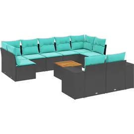 vidaXL Gartensofa-Set 10-tlg. schwarz