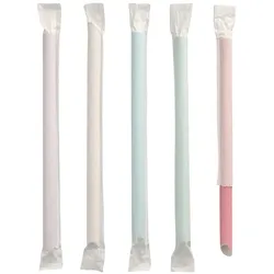 VEPATIM 600x BubbleTea Slush Papierhalme O12mm 20cm farbig sortiert einzeln gehüllt