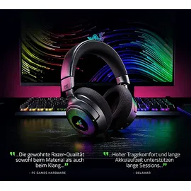 Razer Kraken V4 Kabelloses Gaming-Headset powered by Razer ChromaTM RGB, Over-ear Gaming Headset Bluetooth Schwarz