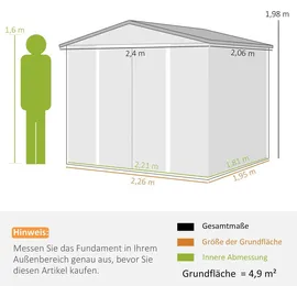 Outsunny Gerätehaus 4,4 m2 2,40 x 2,06 m Teak