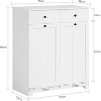 SoBuy BZR33-W Wäscheschrank mit 2 ausklappbaren Wäschesäcken Wäschetruhe Wäschesammler mit 2 Schubladen Badschrank weiß bht ca: 78x90x38cm