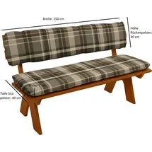 DEGAMO Bankauflage 150 x 50 x 5 cm grau/beige kariert 2-tlg.