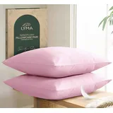 LYMA Bedding Kissenbezug 80x80 cm 2er Set, Oeko-TEX Zertifiziert, Atmungsaktiv Doppelt Gebürsteter Nanoplus-Stoff Kissenschoner, Premium Superweicher Kissenbezüge (Licht Rosa, 80x80 cm)