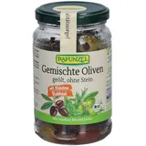 RAPUNZEL Gemischte Oliven mit Kräutern, ohne Stein geölt bio