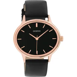 Quarzuhr OOZOO, schwarz, Armbanduhren, Damen, Armbanduhr, Damenuhr, Lederarmband
