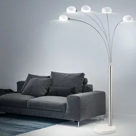 GLOBO Standlampe Stehleuchte dimmbar Glas Strahler Dimmer Stehlampe Wohnzimmer Modern, Marmorsockel, 5x E14, LxBxH 110 x 140 x 210 cm