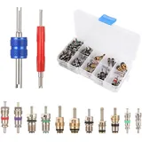 Uadme Ventileinsatz Auto, 102 Teilig Reifenventil Werkzeug Klimaanlage Ventil R134a R12 mit Ventilausdreher, Automotive Klimaanlage Kälte Reifen Ventilschaft Kernen Remover Tool Sortiment Kit