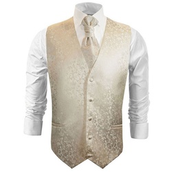 Paul Malone Anzugweste Herren Hochzeitsweste mit Plastron Set 2tlg floral – Bräutigam (Set, 2-tlg., mit Weste und Plastron) champagner V18, Gr. 64 (5XL) gelb 64