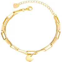 FIRETTI Armband Ankerkettengliederung Plättchen goldfarben 82744961-0 Größe 18