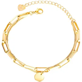 FIRETTI Armband Ankerkettengliederung Plättchen goldfarben 82744961-0 Größe 18