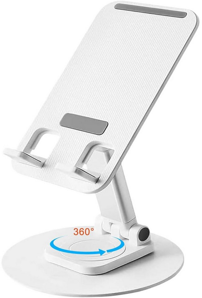 Coonoor Faltbarer Handyhalterung, kompatibel mit 4,7-10,5 Zoll Smartphone Tablet-Ständer, (360° drehbare Basis handyhalter) weiß