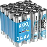 Ansmann Akku Mignon AA 2500 mAh1,2V Ni-MH, 16 Stück