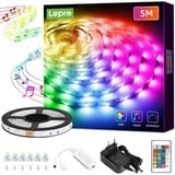 Lepro LED Strip 5M, LED Streifen Musik Lichterkette mit Fernbedienung, Länge: 5 m