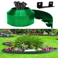 Flexible Rasenkante Kunststoff, Rasenkanten aus Kunststoff 10cm x 10m, Inklusive 30 Ankerspitzen und einem Paar Handschuhe, Gartenzaun decorativ (Grün, 10cmx10m)