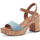 Marco Tozzi Damen Sandalen mit Absatz Plateausohle Verstellbarer Riemen, Blau 40