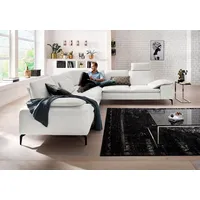 Ecksofa W.SCHILLIG "valentinoo, Designsofa, elegant und bequem, L-Form", weiß (weiß z73), B:318cm H:83cm T:298cm, Longlife Xtra-Leder Z73: Naturwalkleder der Luxusklasse aus den erlesensten Rohhäuten. Hautstärke 1, 1 – 1, 3 mm, Sofas, mit Sitztiefenverstellung, Breite 318 cm