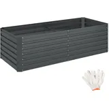 Tectake tectake® Hochbeet, aus verzinktem Stahl, stabil, sicher, witterungsbeständig, 200 x 80 x 56 cm