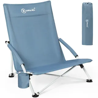 HOMECALL Klappstuhl Strandstuhl leicht Campingstuhl, mit Getränkehalter, bis 120 kg