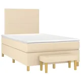 vidaXL Boxspringbett mit Matratze Creme 120x190 cm Stoff