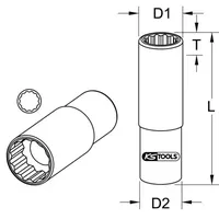 KS Tools 3/8" 12-kant-Stecknuss, lang, 17 mm