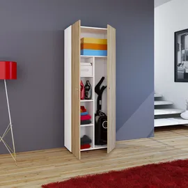 VCM Holz Besenschrank Staubsauger Putzschrank Vandol K 70 x 40 cm Braun/Weiß