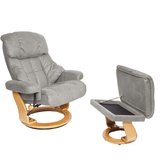MCA Furniture MCA Relaxsessel Edmonton, TV-Sessel Hocker, 180kg belastbar Stoff/Textil ~ hellgrau, Gestell naturbraun