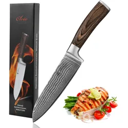 Wakoli EDIB Damast Santoku Messer I 17cm Klinge aus 67 Lagen Damaststahl I Pakkaholzgriff